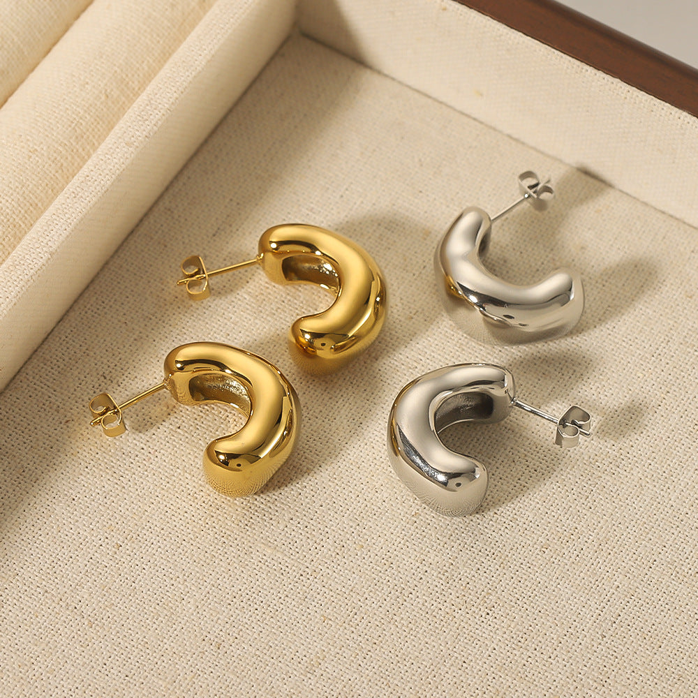 Orecchini geometrici irregolari in acciaio inossidabile con placcatura in oro 18 carati, gioielli da donna alla moda e minimalisti