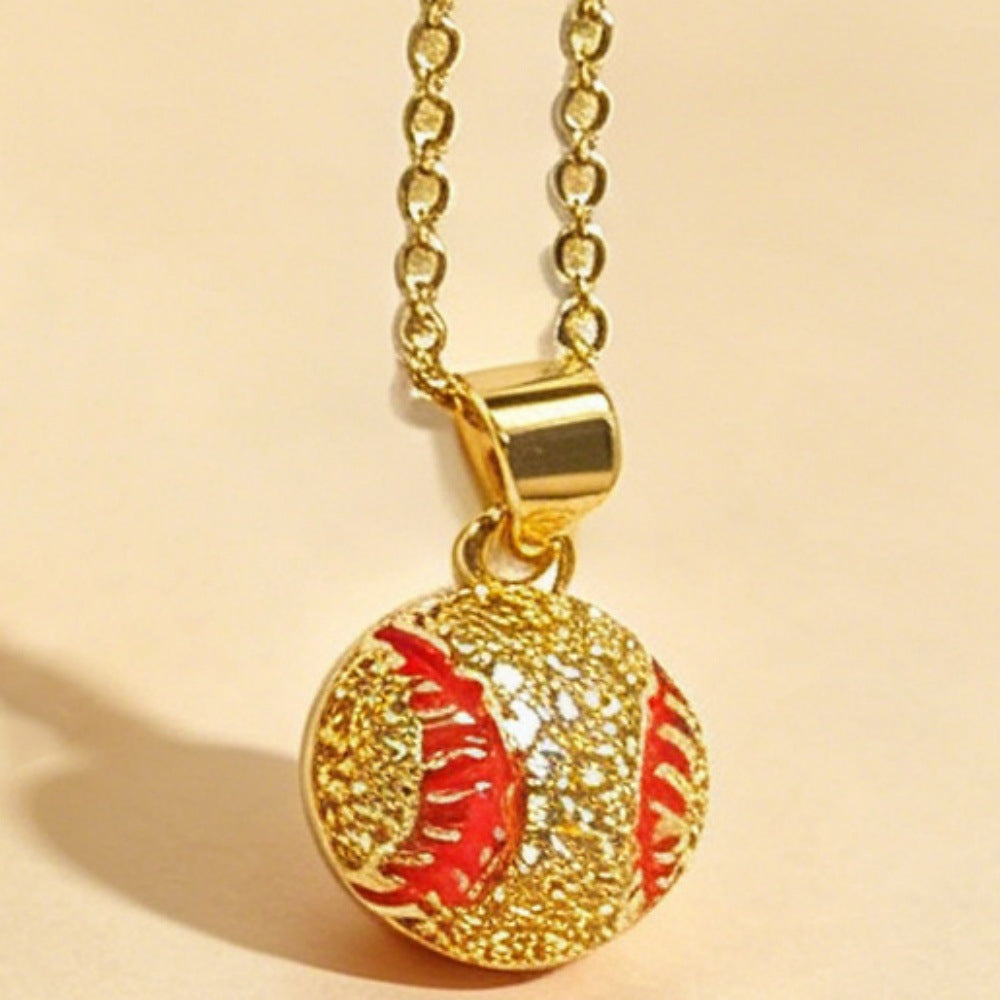 Collana con Pendente da Calcio Lussuosa in Ottone Placcato ad Olio con Zirconia Cubica per Unisex
