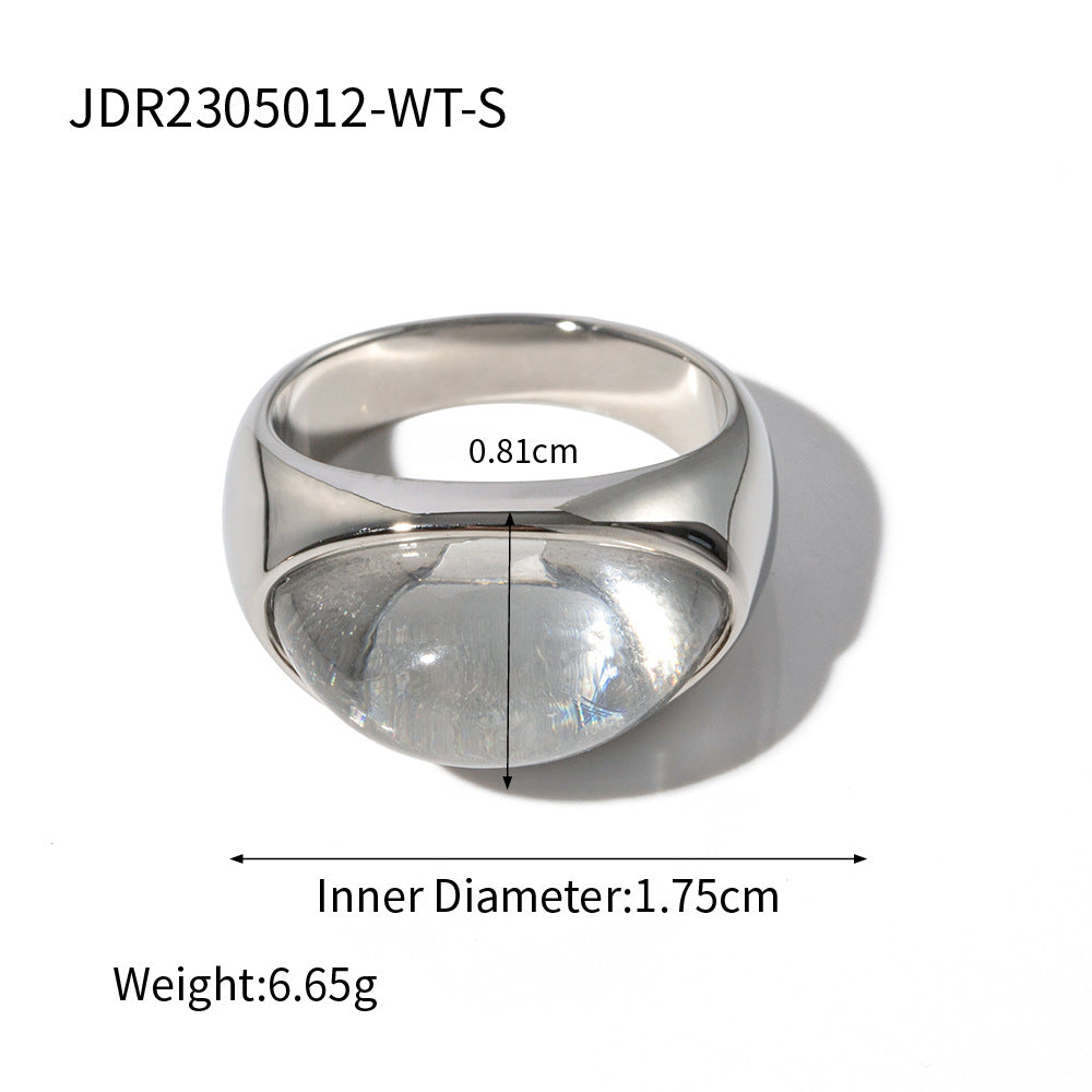 Geometric Stainless Steel Ring with 18K Gold Plating, Hypoallergenic Fashion Band for Women