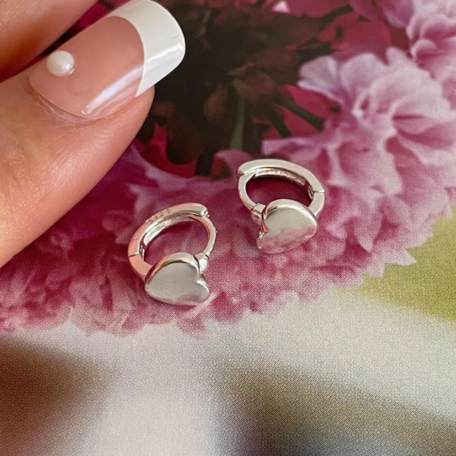 Minimalist Heart-Shaped 925 Sterling Silver Stud Earrings for Women with Handcrafted Finish