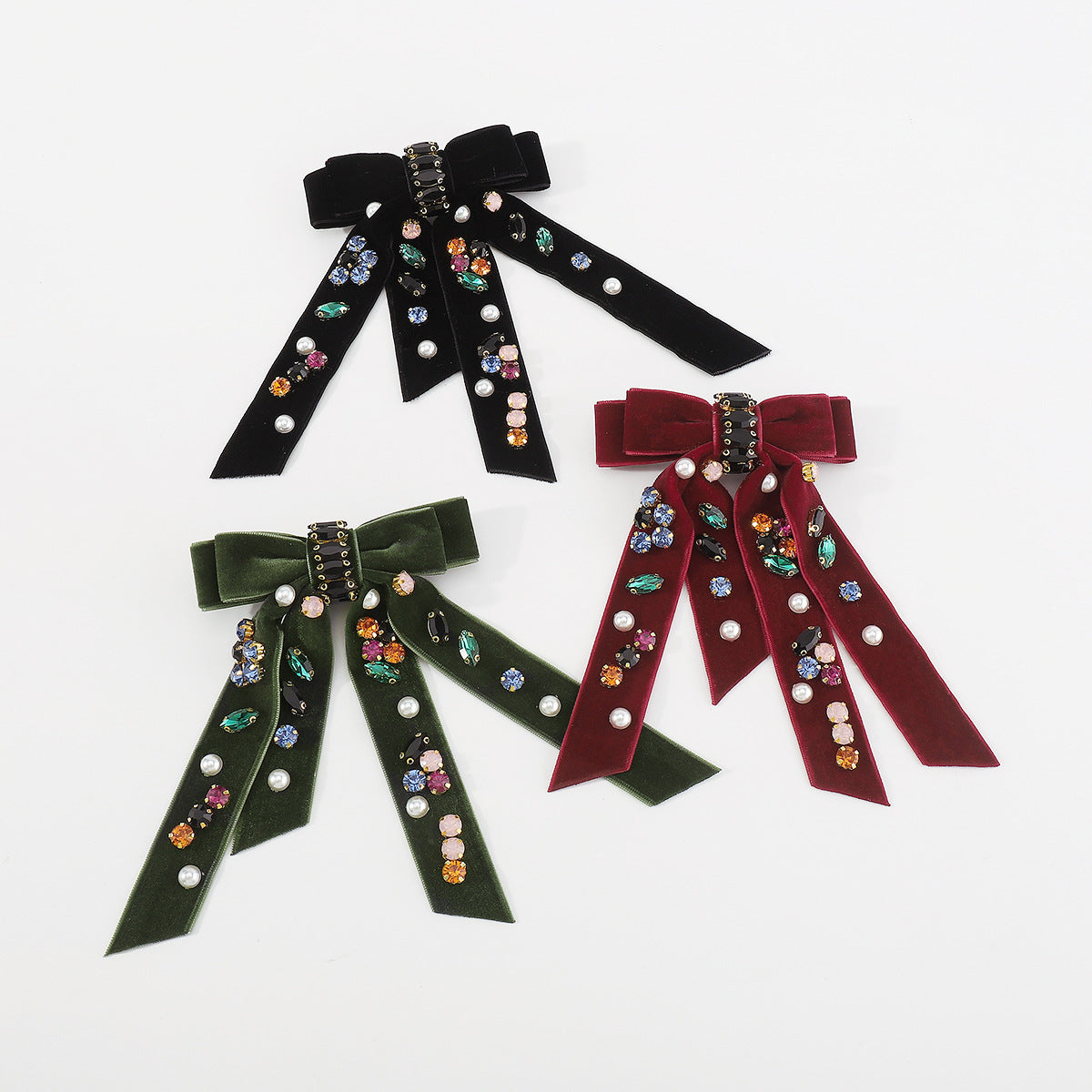 Pinza para el pelo de primavera de terciopelo y diamantes de imitación con forma de mariposa para mujer - Diseño geométrico, hecha a mano, estilo dulce y moderno, tendencia individual