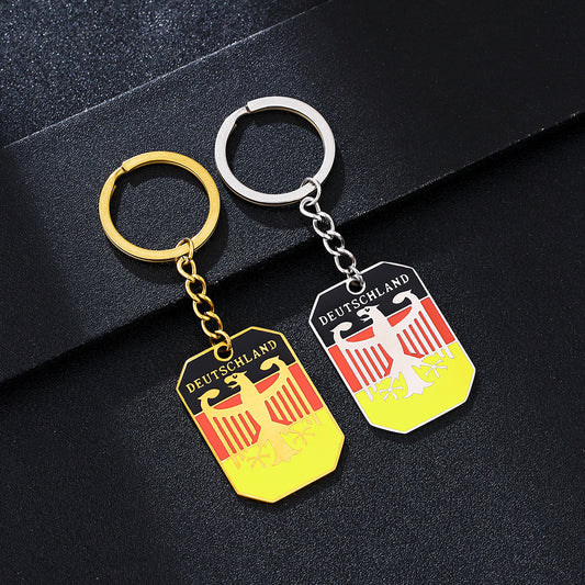 Vintage Enamel German Eagle Pendant Keychain for Men and Women, Titanium Steel Unisex Accessory