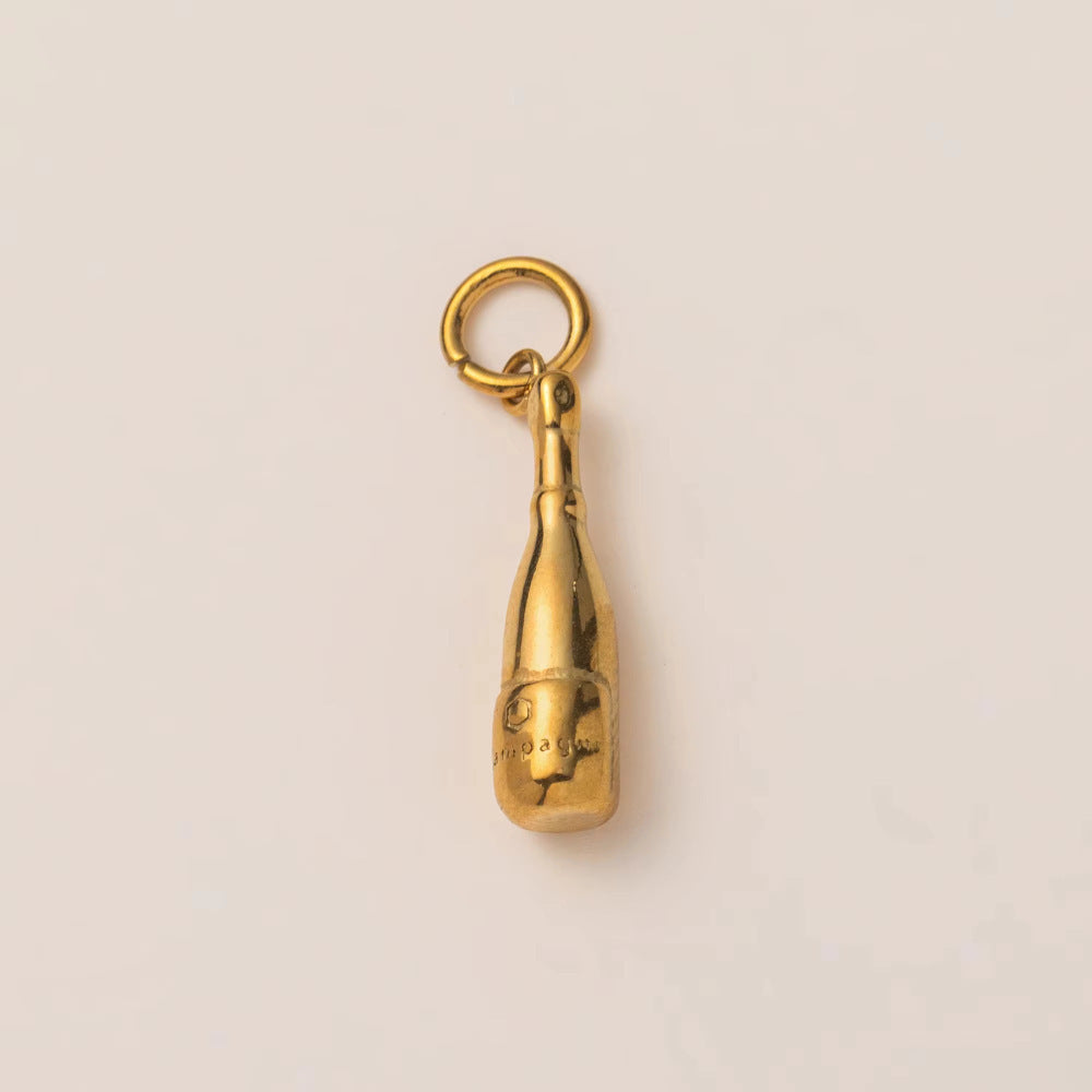 Vintage 18K Gold Plated Stainless Steel Geometric Floral Charm Bar