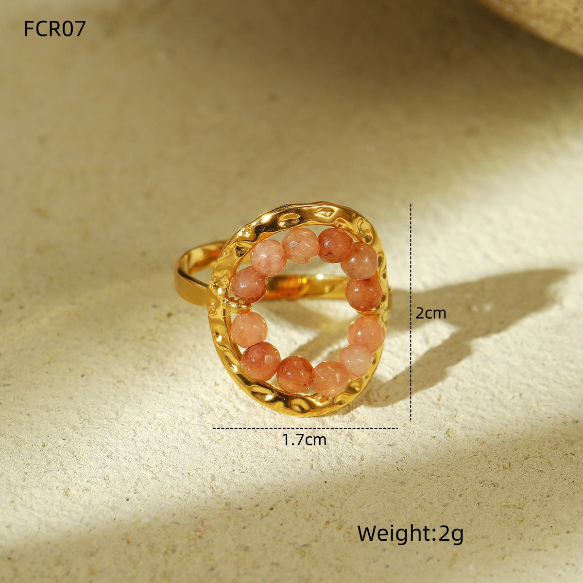 Anello alla moda geometrico in acciaio al titanio con perle in pietra naturale per donna, gioielli minimalisti di lusso galvanici