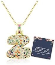 Sweet Hip-hop Letter Brass Cubic Zirconia Inlay Pendant Necklace Box Chain Unisex