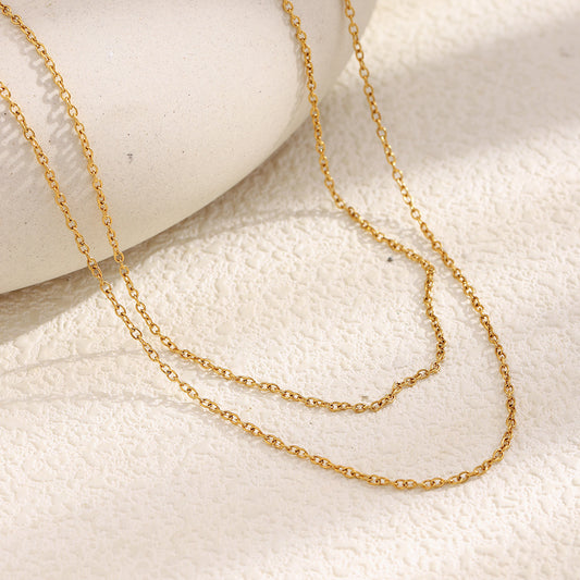 Collana da donna a catena a O placcata in oro 18 carati in acciaio inossidabile geometrica minimalista