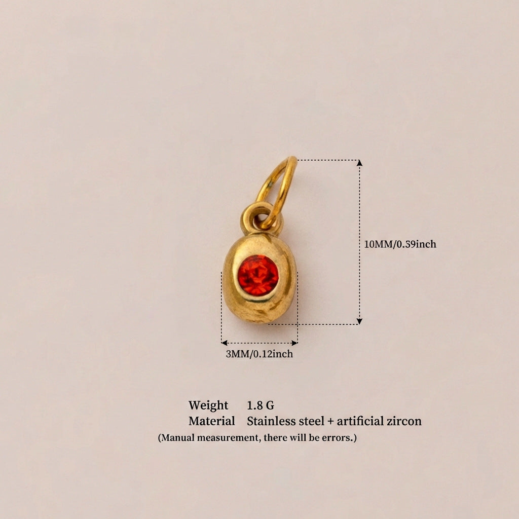 Vintage Geometric Stainless Steel 18K Gold Plated PVD DIY Charm Bar Necklace with 12 Birthstones