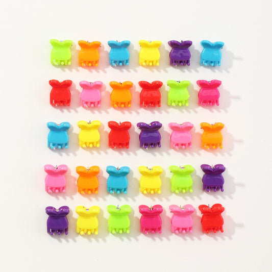 Cute Rabbit-Shaped Plastic Hair Clips for Girls, Enamel-Finished Children's Hair Accessories Set of 30 Assorted Colors