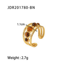 Geometric Stainless Steel Tiger Eye Ring with Plating Finish for Men and Women