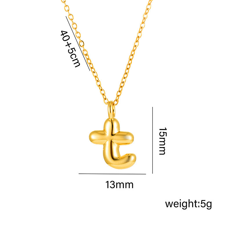 Collar minimalista de acero de titanio chapado en oro de 18 quilates con forma de letra delicada para mujer