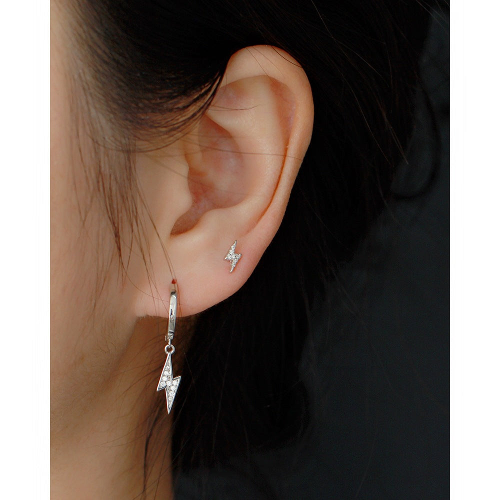 925 Sterling Silver Inlaid Diamond Stud Earrings
