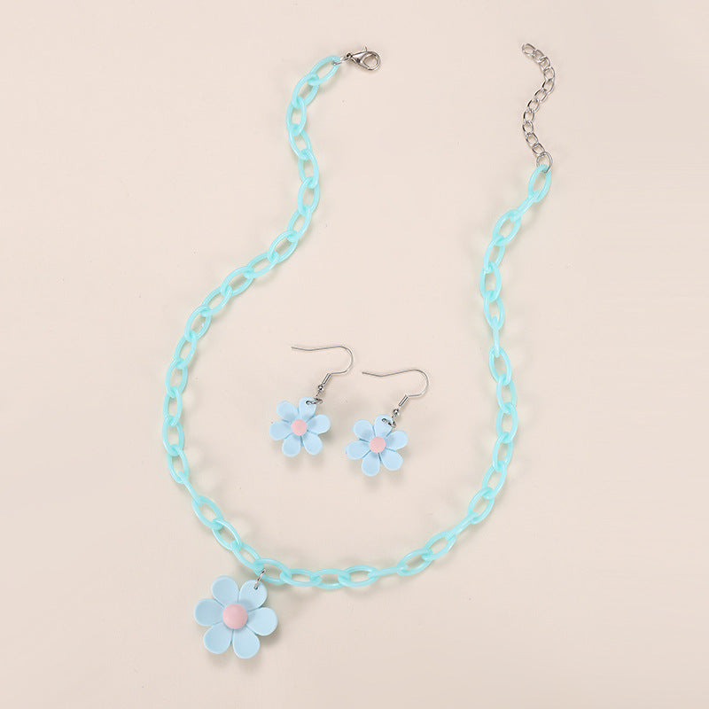 Set collana a forma di fiocco minimalista in acrilico per bambine con ciondolo in resina e catena di perline per bambini dai 3 ai 10 anni
