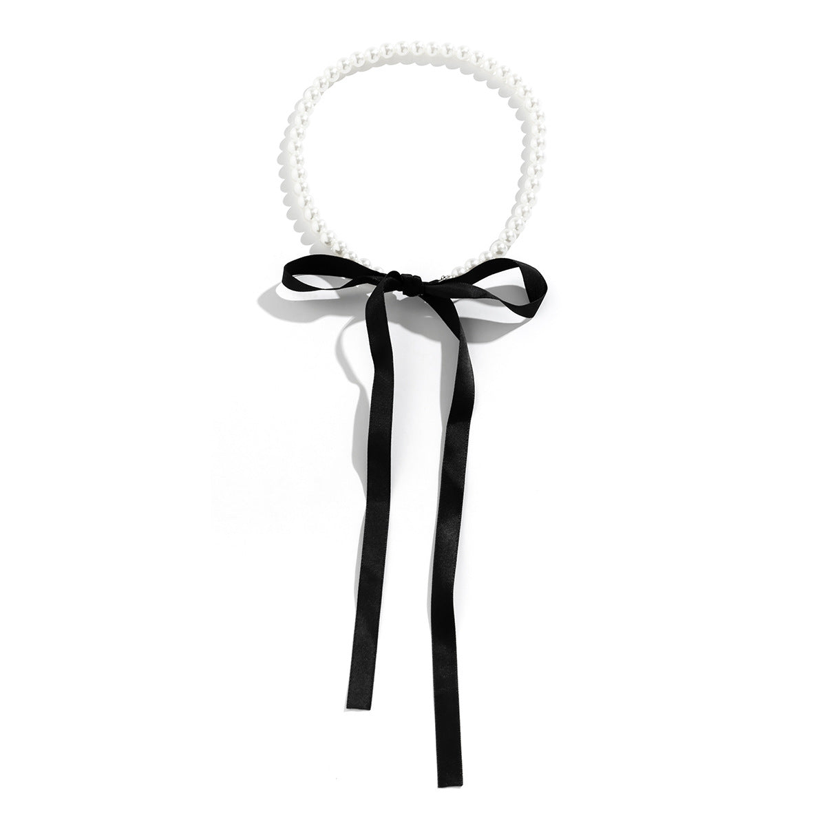 Sweet Geometric Imitation Pearl Ball Chain Necklace with Velvet Tassel DIY Charm Bar for Women