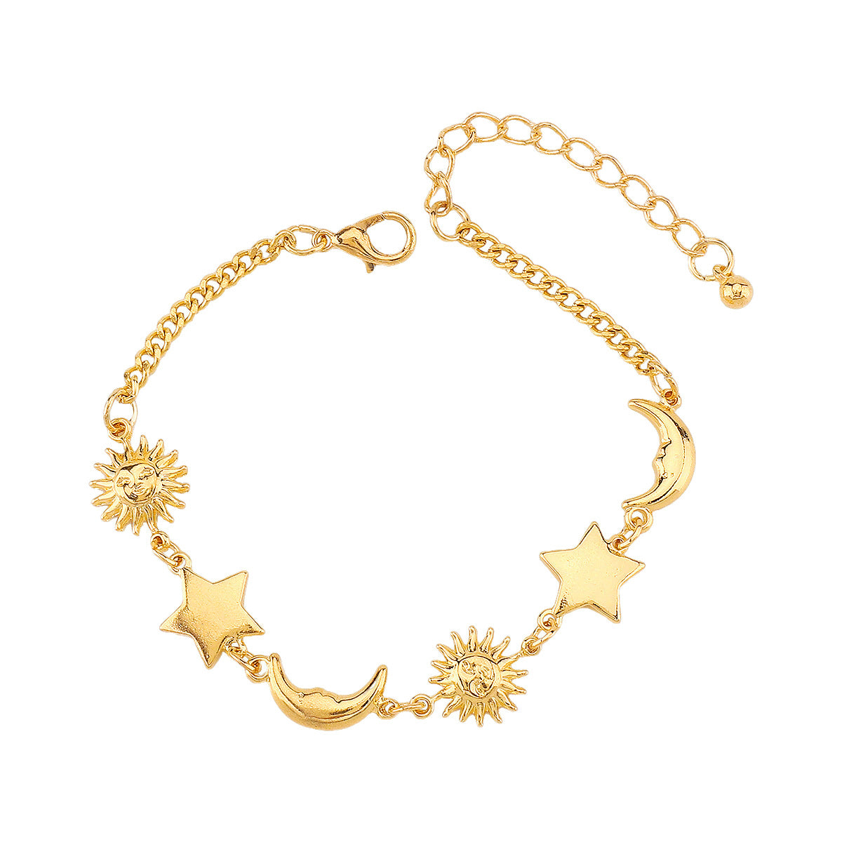 Vacation Style Star-Shaped Geometric Gold-Plated Iron Bracelet for Women