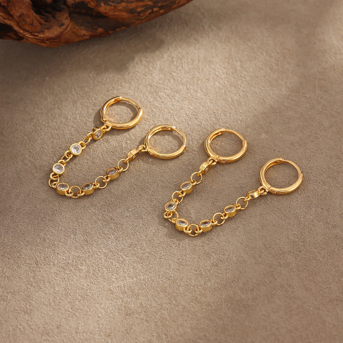 Luxury Geometric Gold Plated Brass Cubic Zirconia Hoop Earrings for Women