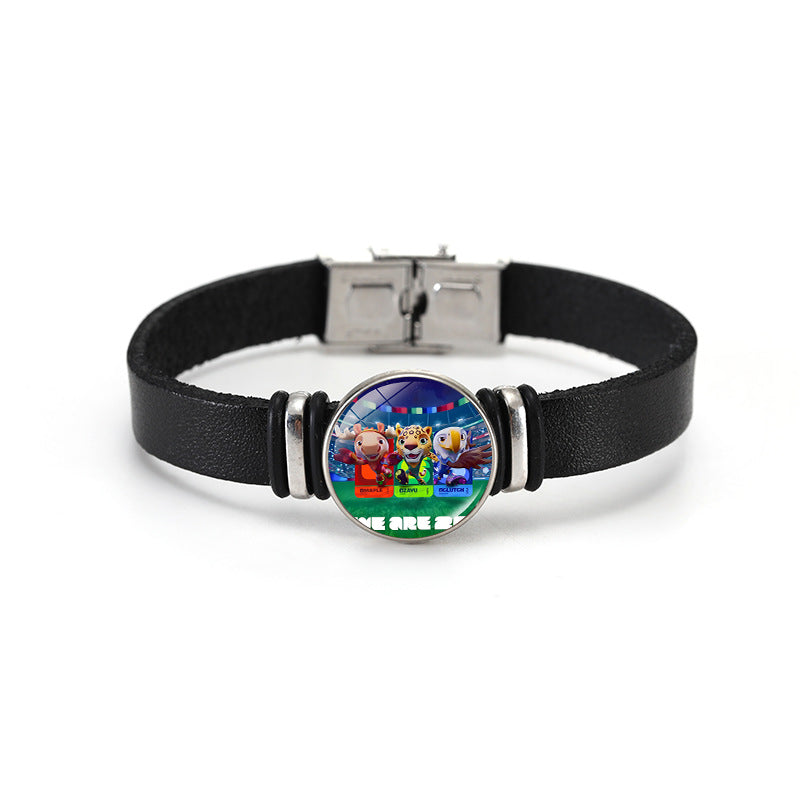 Geometric Plated Leather Bracelet Unisex Fashion Bangle