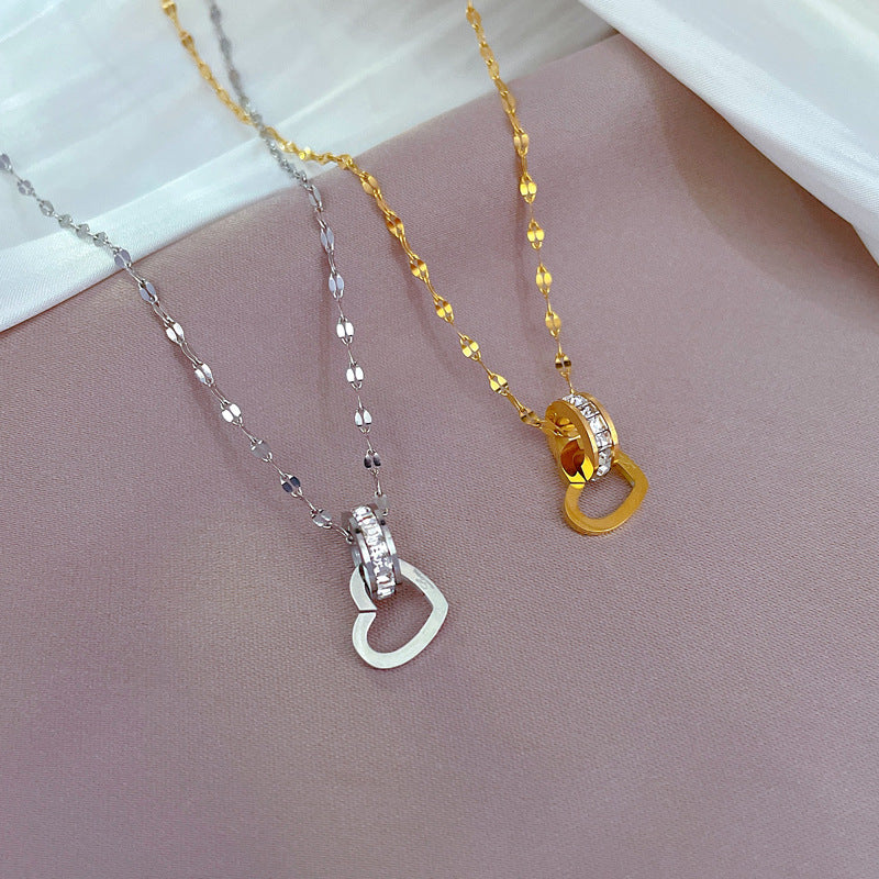 Heart Geometric Titanium Steel Plated Necklace for Women Lip Chain