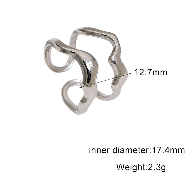 Minimalist Geometric Round Plated Stainless Steel Open Ring for Women
