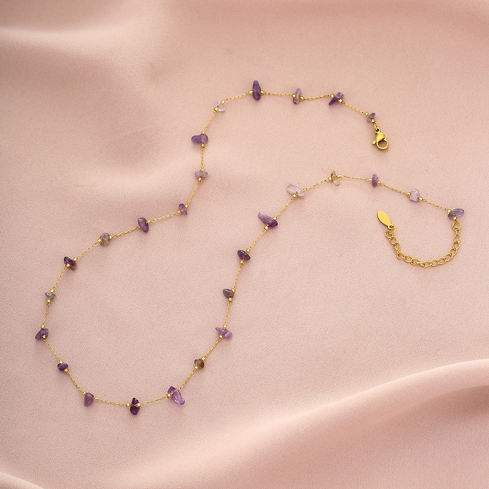 Elegante collana geometrica in acciaio al titanio con ciondolo in pietra naturale per uomo e donna, catena placcata per clavicola estiva