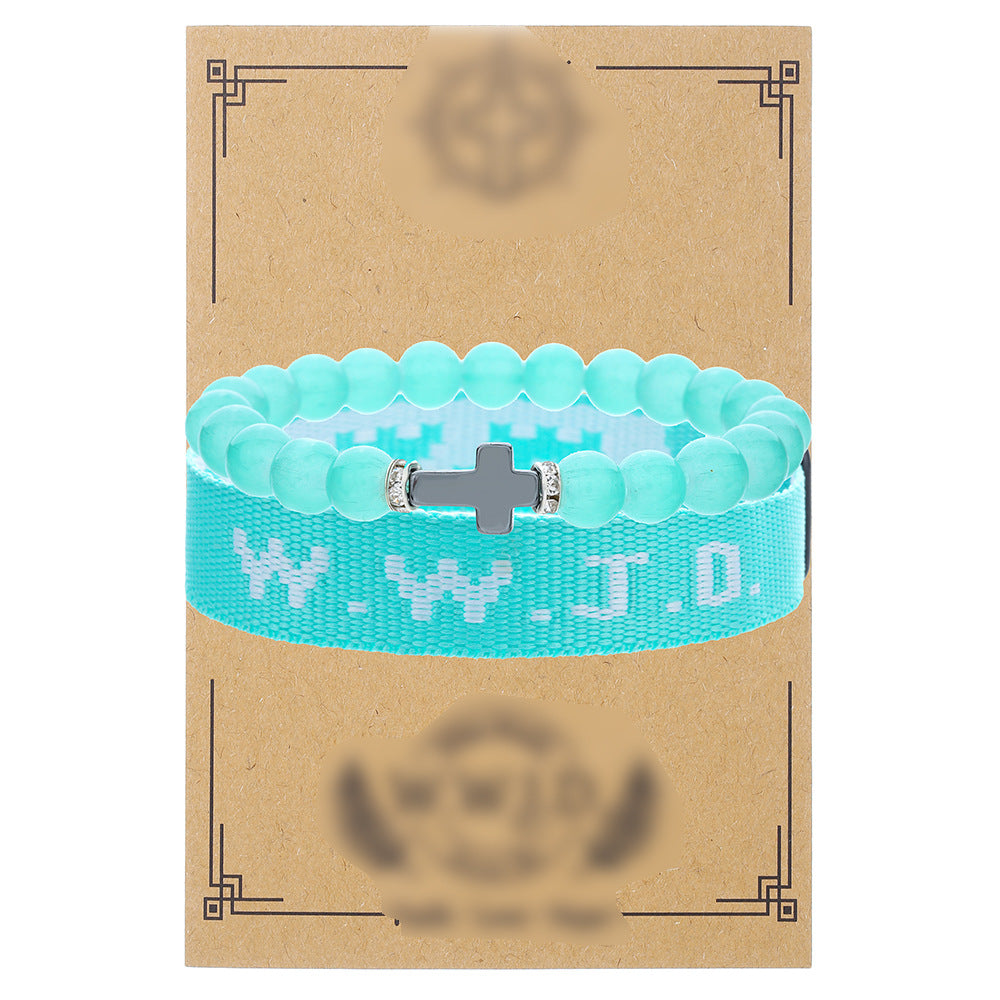 Unisex Geometric Cross Round Resin Bracelet