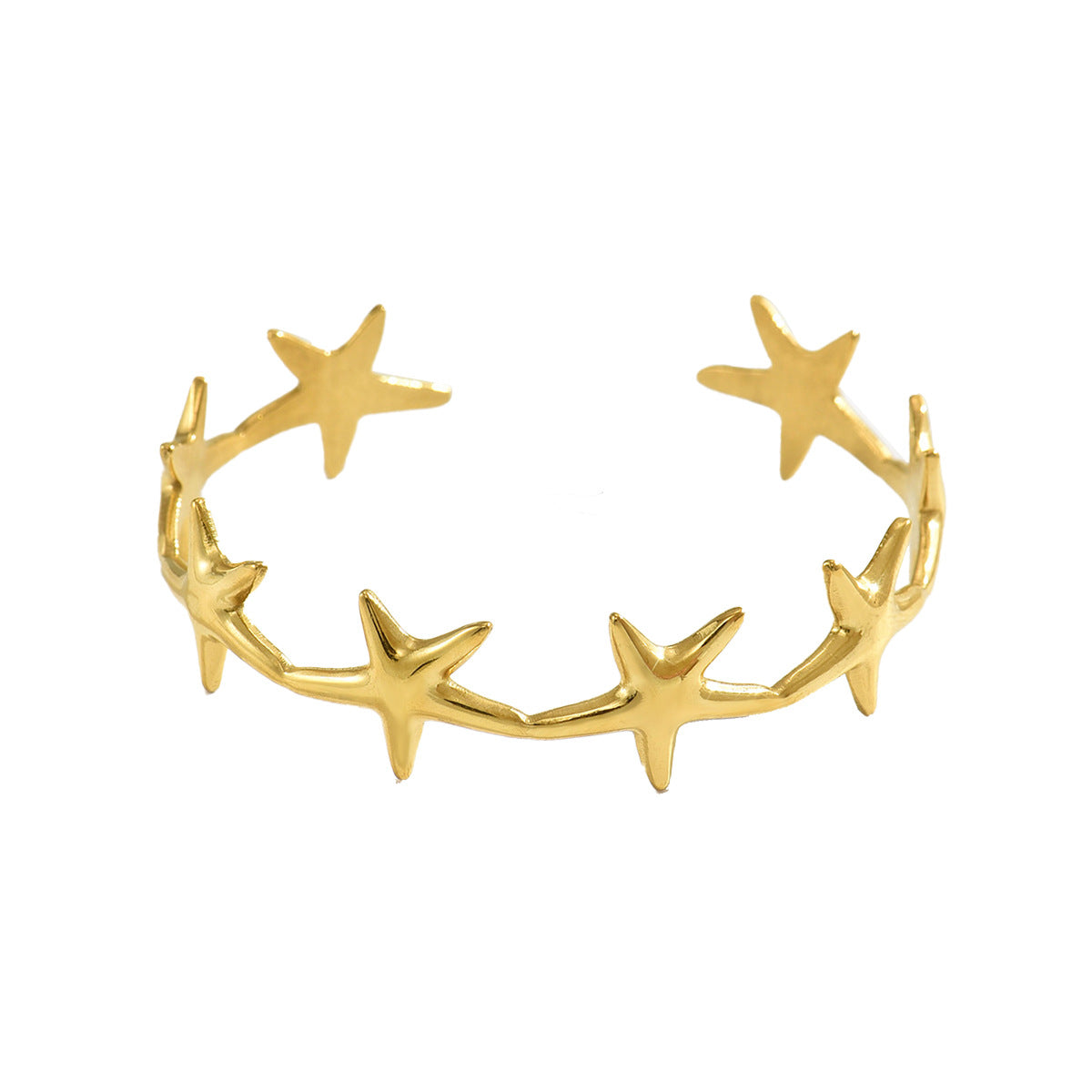 Fashion Geometric Star Open Cuff Bracelet 18K Gold Plated Zinc Alloy Women