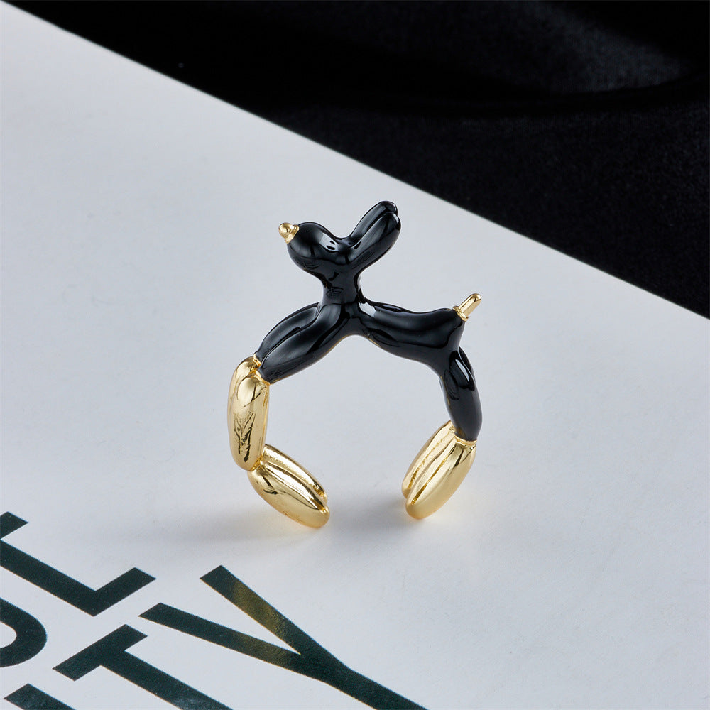 Geometric Animal Ring in Copper with 18K Gold Plating and Enamel Detailing for Women