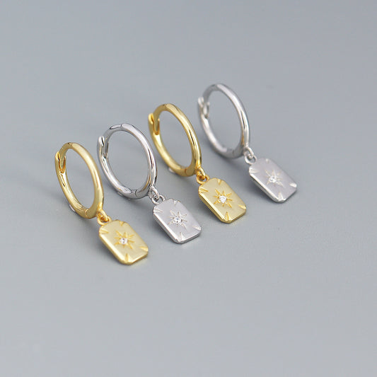 Eleganti Orecchini a Lobo a Stella Geometrica in Argento Sterling 925 Placcato per Donna
