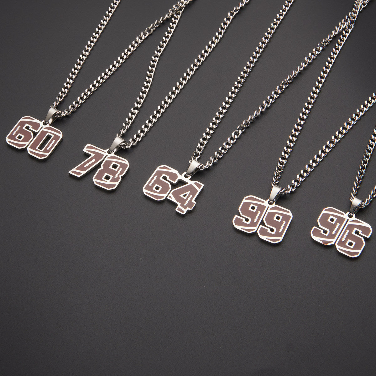 Motivational Football Number Pendant Necklace for Men in Stainless Steel with Polished Finish and Letter/Number Design
