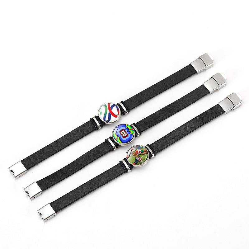 Casual Geometric Plated Leather Bracelet Unisex