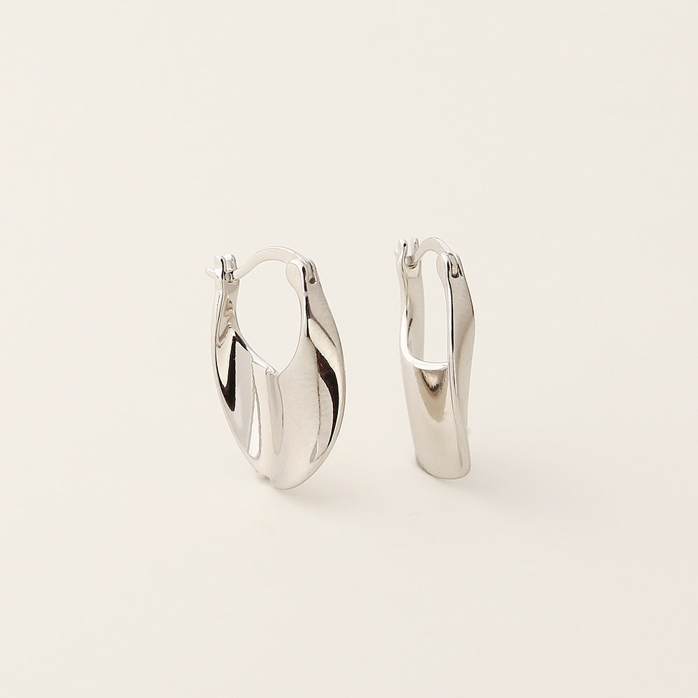 Pendientes de aro minimalistas geométricos de plata de ley 925 con acabado pulido para mujer