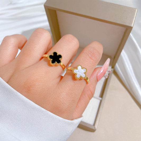 Floral Minimalist Titanium Steel Polished Finger Ring