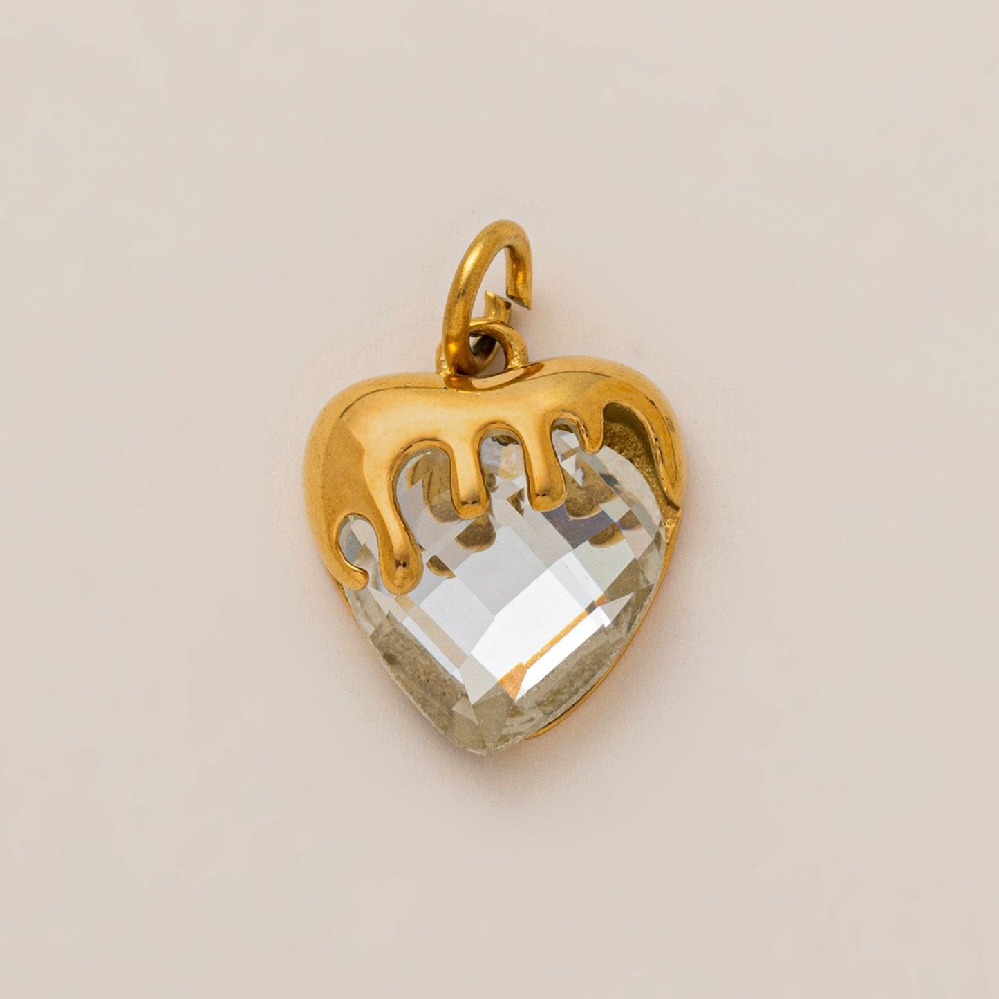 Vintage Gradient Heart Rhinestone Plated Stainless Steel Charm Bar Pendant