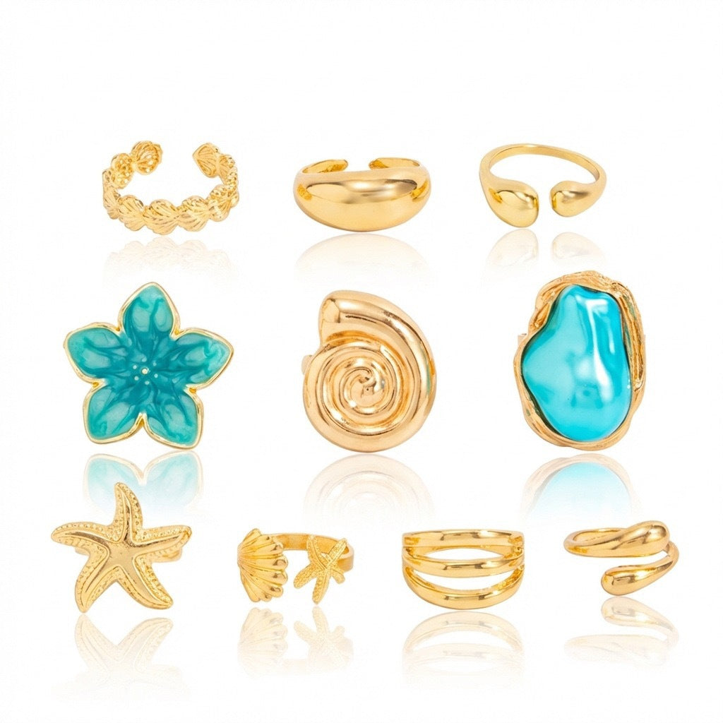 Sweet Pink Floral Irregular Adjustable Ring Set for Women