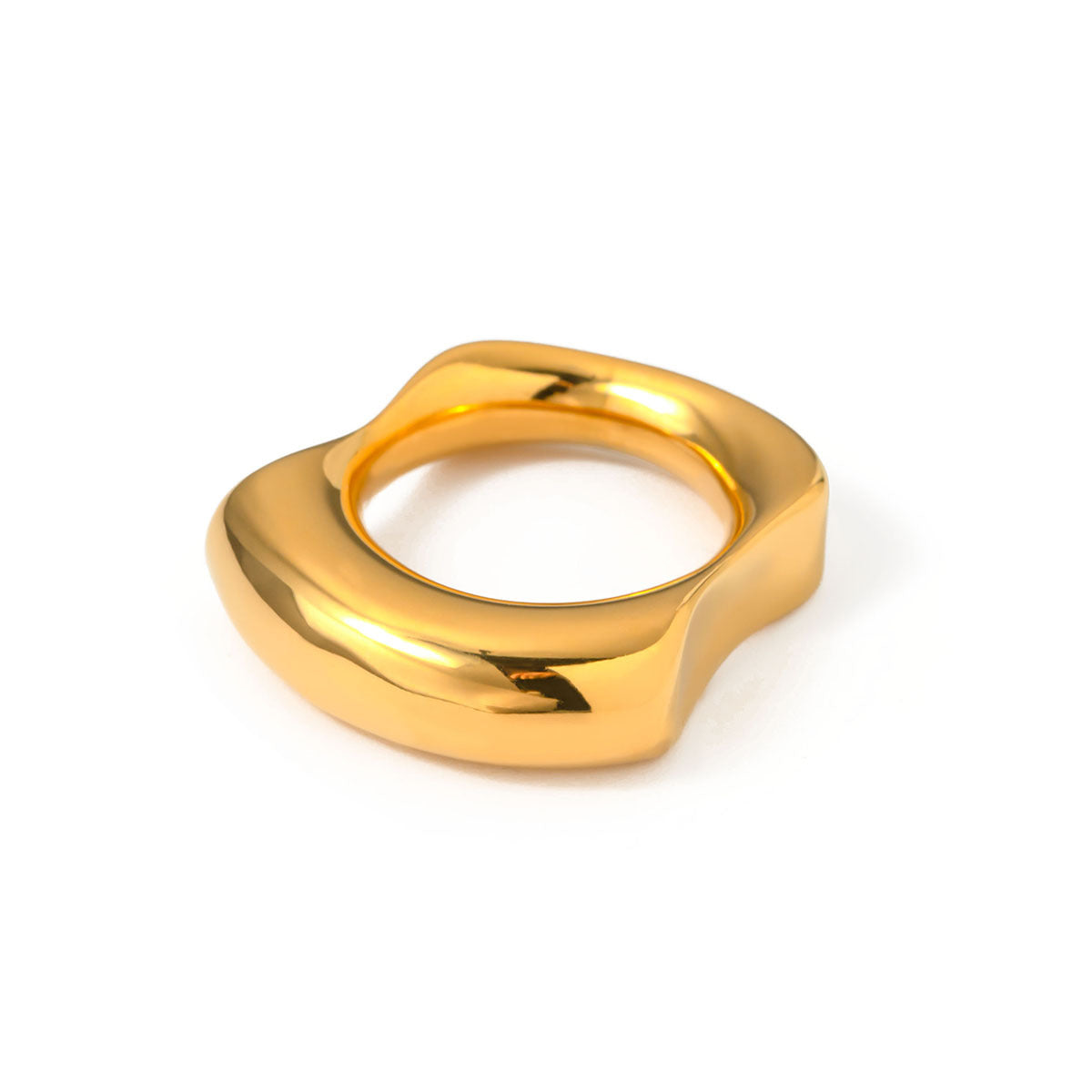 Trendy Irregular Textured 18K Gold Plated Stainless Steel Ring for Women