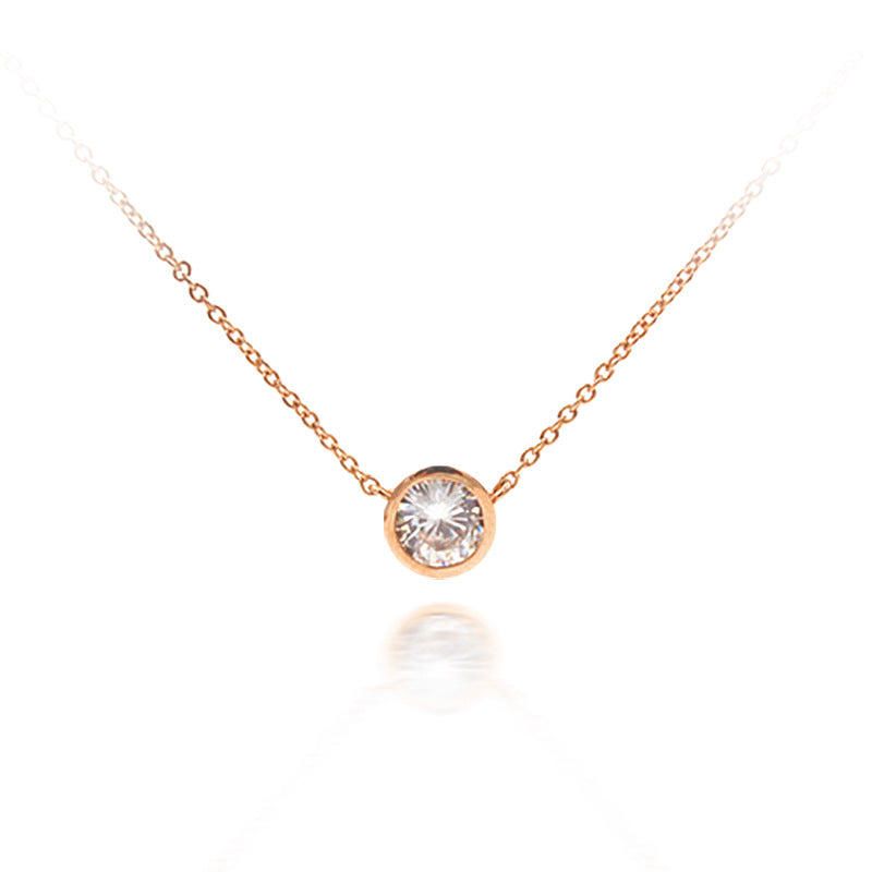 Minimalist 18K Rose Gold Plated Geometric Single Stone Bubble Pendant Necklace for Women