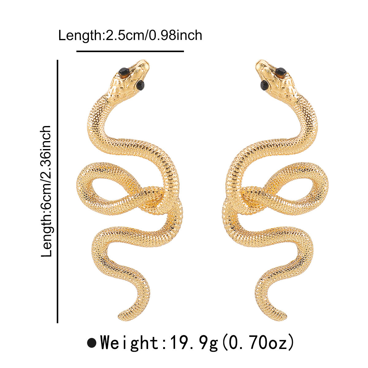 Pendientes de Aleación con Forma de Serpiente Artística Vintage con Acabado Bañado para Mujer