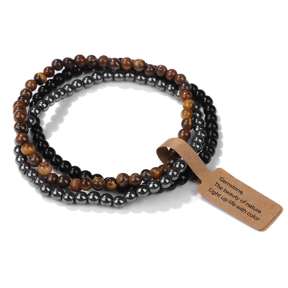 Vintage Geometric Agate Beaded Bracelet Unisex Natural Stone Jewelry
