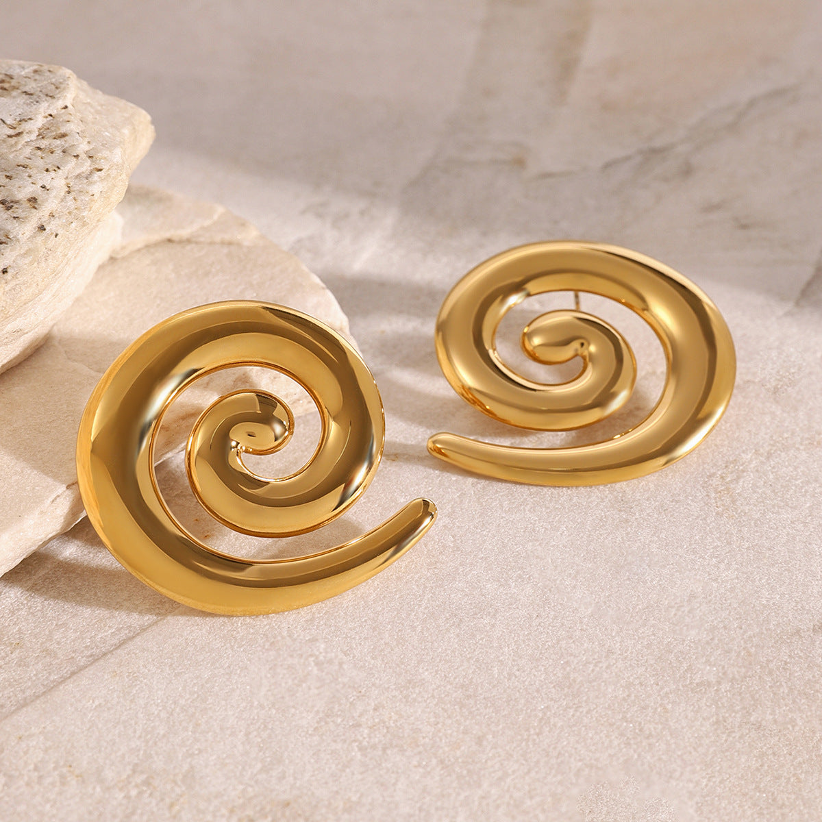 Minimalist Geometric Stainless Steel Earrings with 18K Gold Plating, Hypoallergenic Tungsten Steel Ear Studs for Women