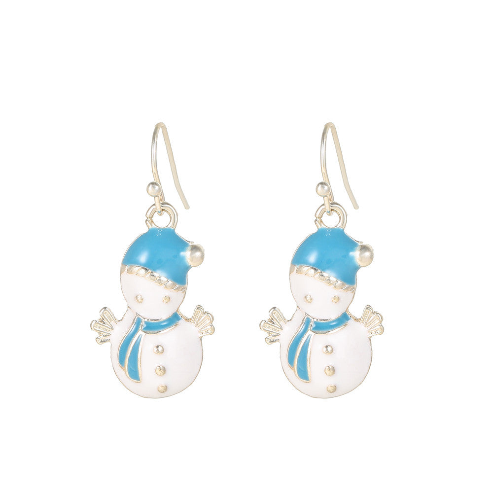 Drip Oil Alloy Geometric Santa Claus Candy Snowman Christmas Boot Earrings for Women