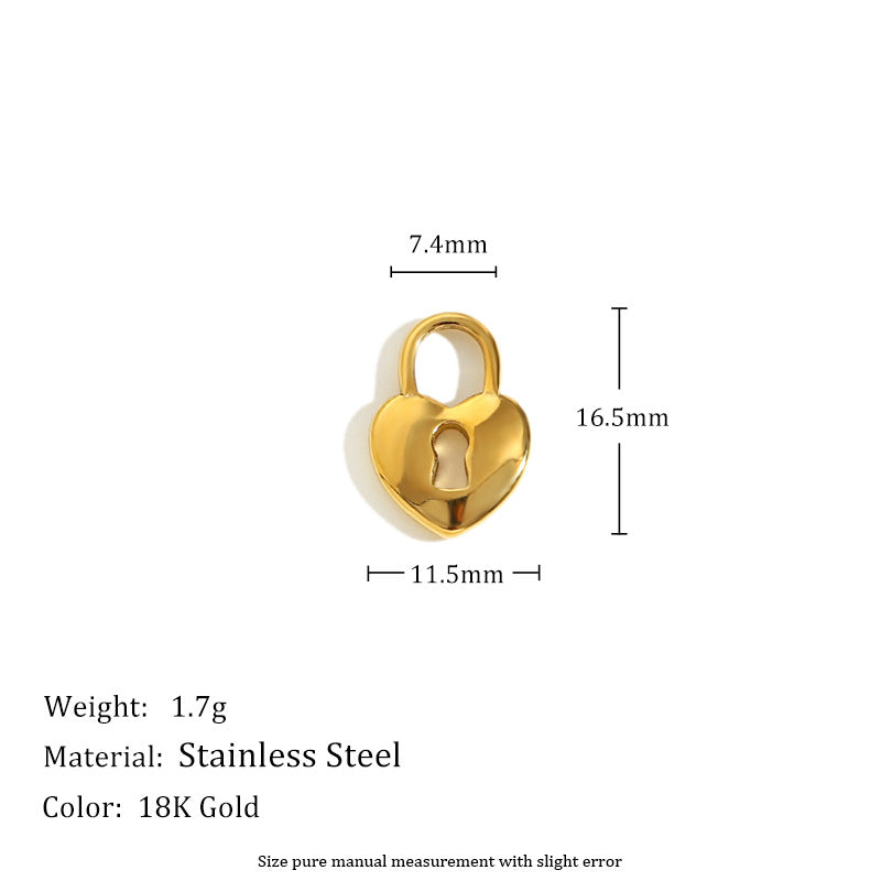 18K Gold Plated Stainless Steel Heart Charm Bar for Women