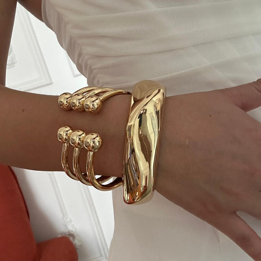 Minimalist Teardrop Geometric Plated Alloy Bracelet Set