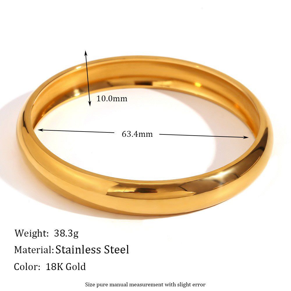 Minimalist Luxury 18K Gold Plated Stainless Steel Geometric Round Bangle Bracelet