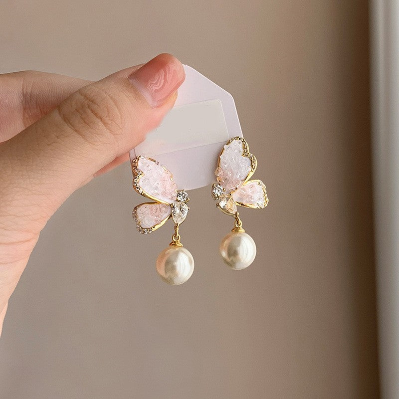 Pendientes de Flores Geométricas con Incrustaciones de Diamantes de Imitación en Cobre Bañado y Postes de Acero Inoxidable para Mujer, Joyería de Oreja de Lujo Minimalista y de Moda para el Día a Día