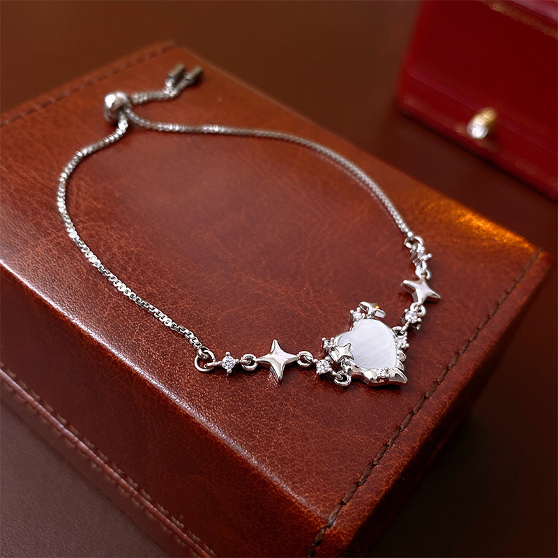 Vintage Luxury Floral Rhinestone Inlay Plated Brass Bracelet for Women