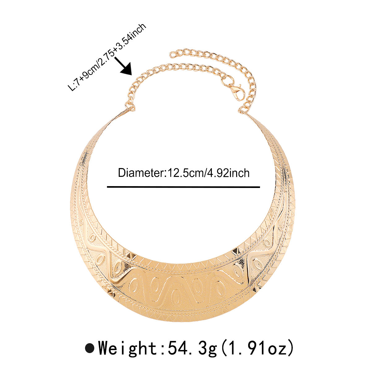 Gargantilla de hierro grabada con textura geométrica para mujer con diseño de contorno de moda