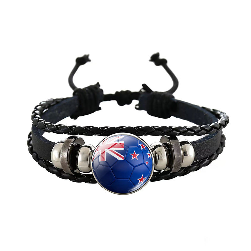 Unisex Geometric Round Braided Leather Bracelet Adjustable Handmade Wristband