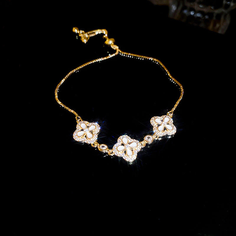 Luxury Elegant Geometric Alloy Plated Bracelet with Cubic Zirconia for Women