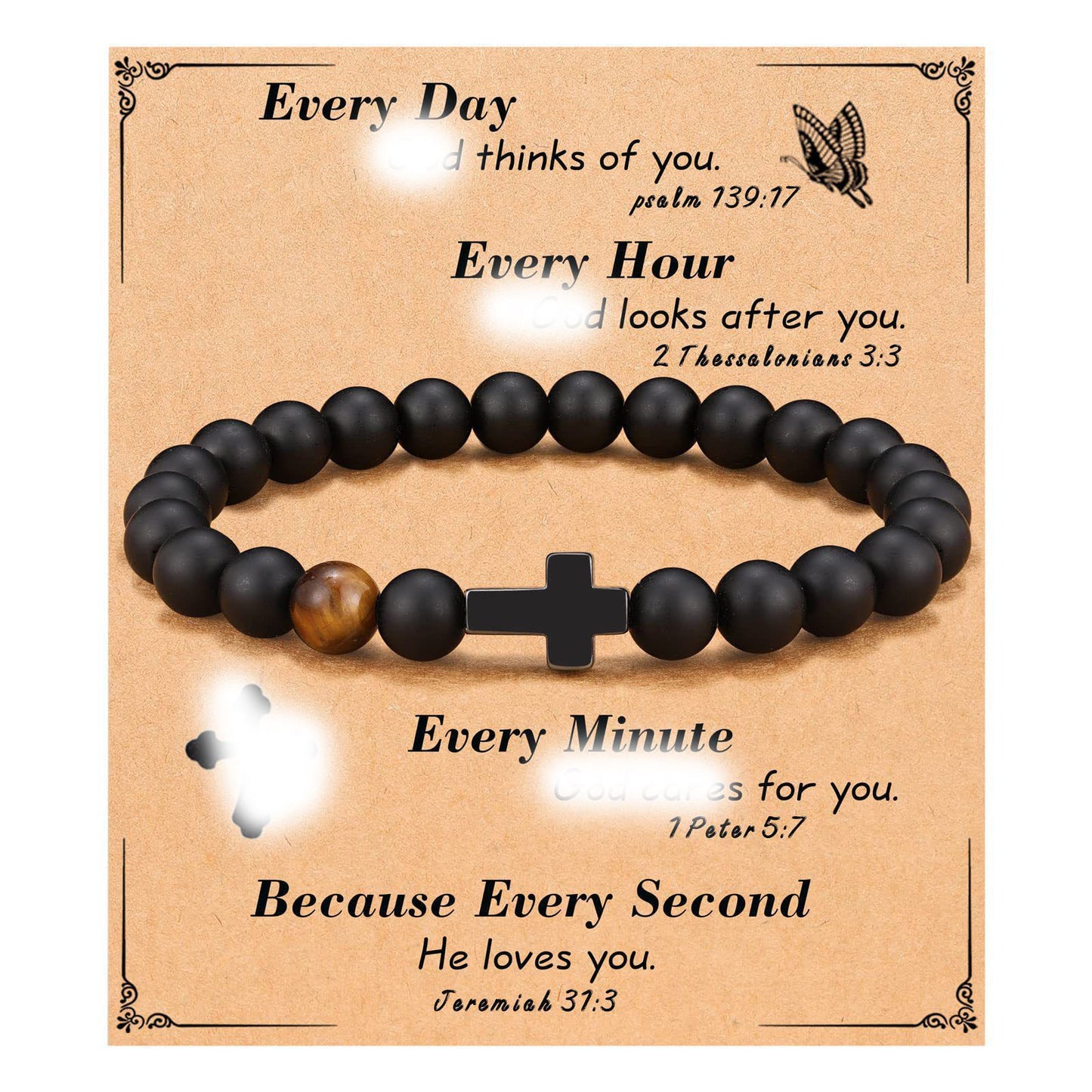 Minimalist Matte Polished Cross Beaded Bracelet for Men