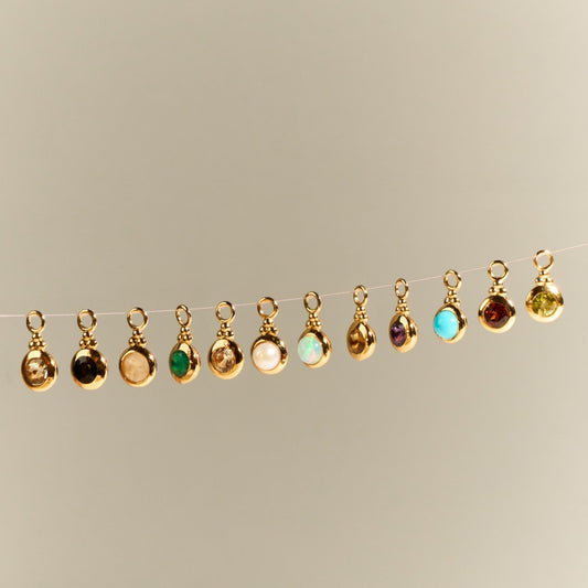 Vintage Geometric Cubic Zirconia Brass Pendant 18K Gold Plated Stainless Steel Charm Bar