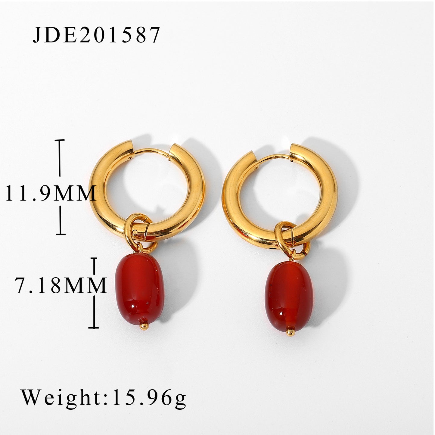 Orecchini Minimalisti Rotondi in Acciaio Inossidabile con Ciondolo Placcato Oro 18K